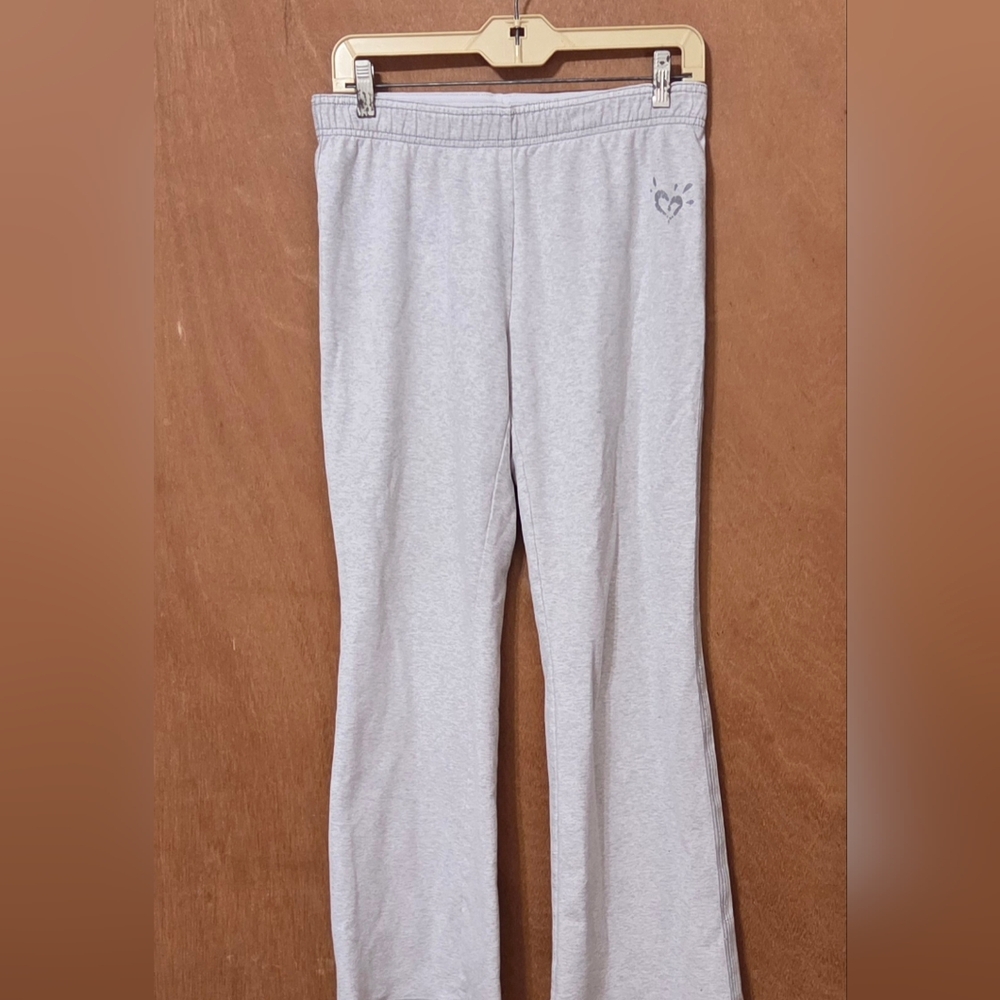 Justice Light Gray Sweatpants with Heart Accent Size 18